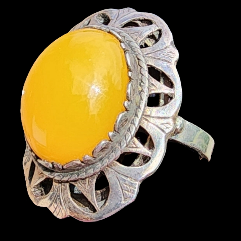 Sterling silver Native American Butterscotch, Amber ring size 7.5 hallma… - Picture 3 of 8